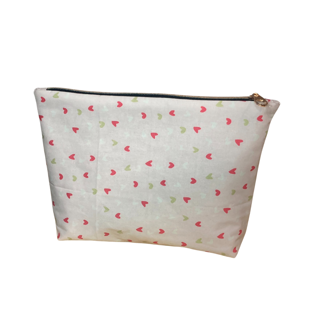Large Beauty Bag - Pink with Hearts