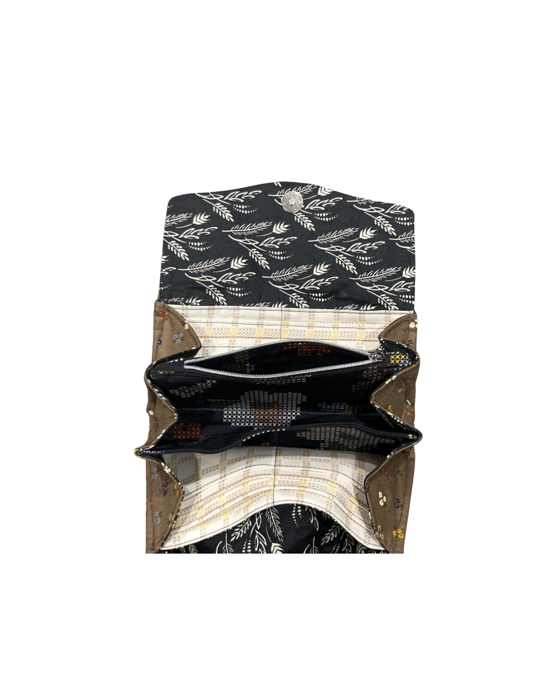 Large Wallet - Flowers/Brown