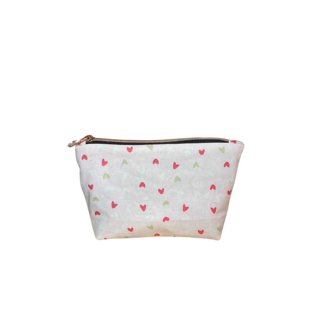 Small Beauty Bag - Pink with Hearts