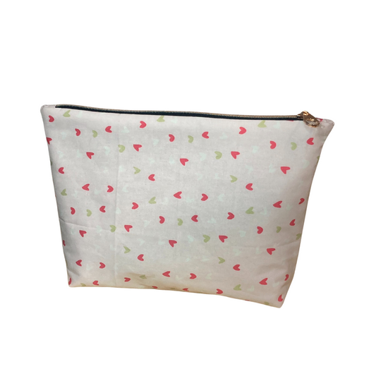 Large Beauty Bag - Pink with Hearts
