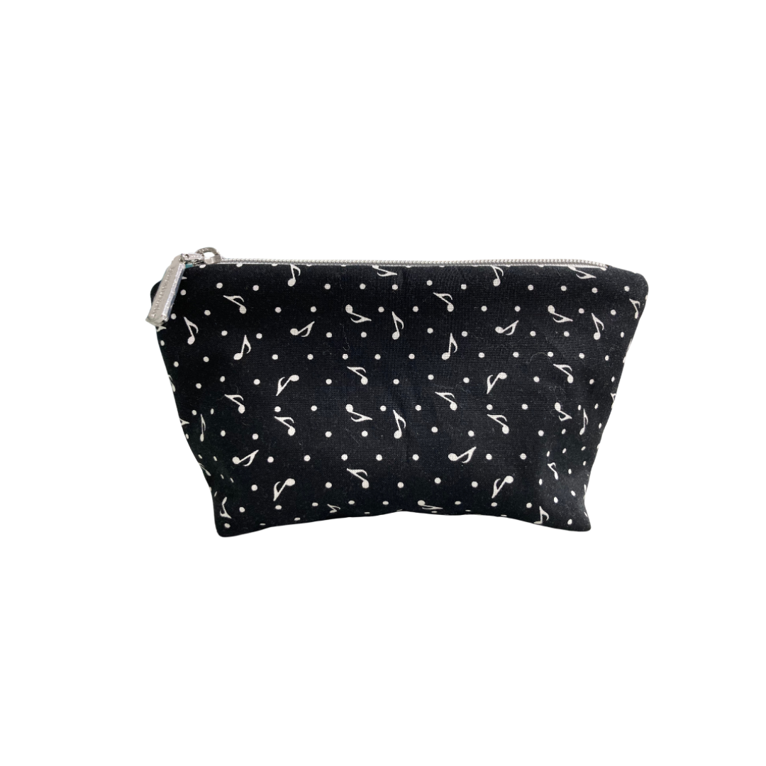 Small Beauty Bag - Music Notes Black